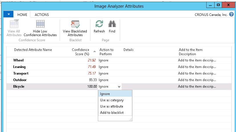 nav 2018 image analyzer perform actions