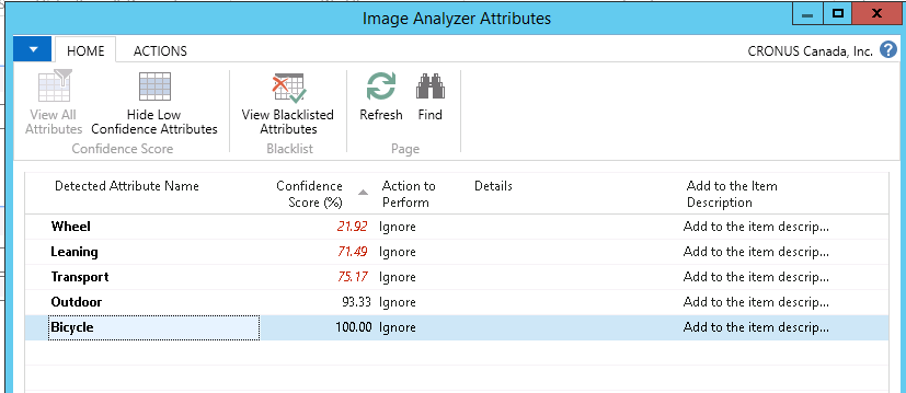nav 2018 image analyzer view attributes