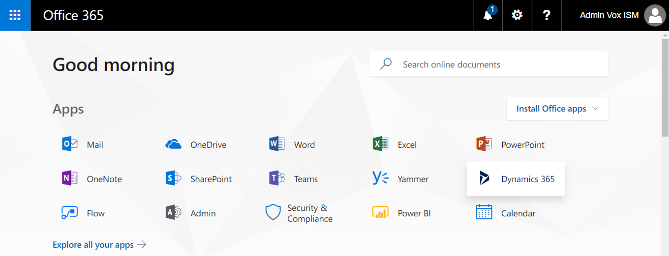 office 365 landing page