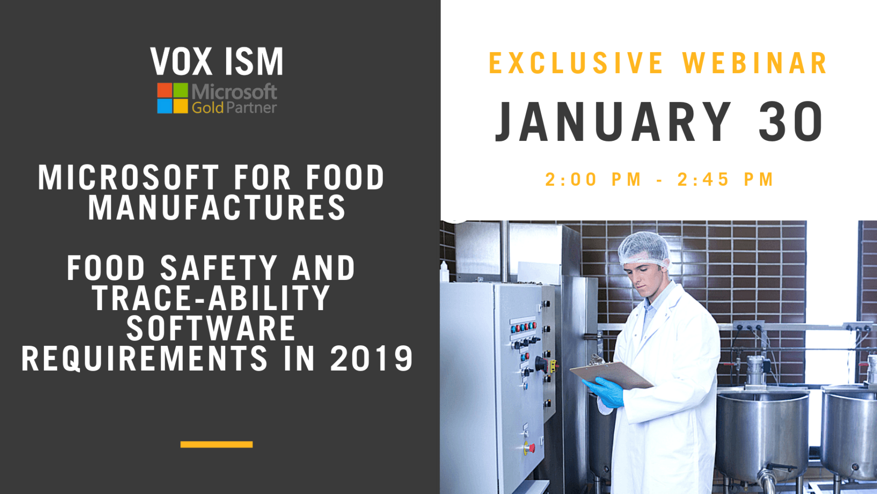 Food Safety and Trace-ability software requirements in 2019 - January 30 - Webinar