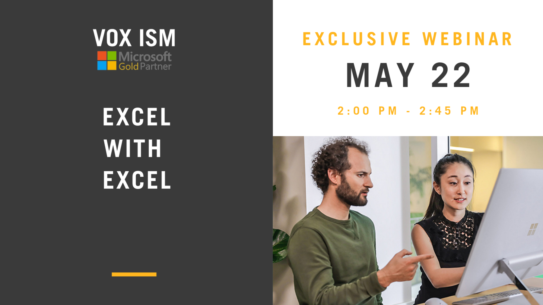 Excel with Excel – May 22 – Webinar