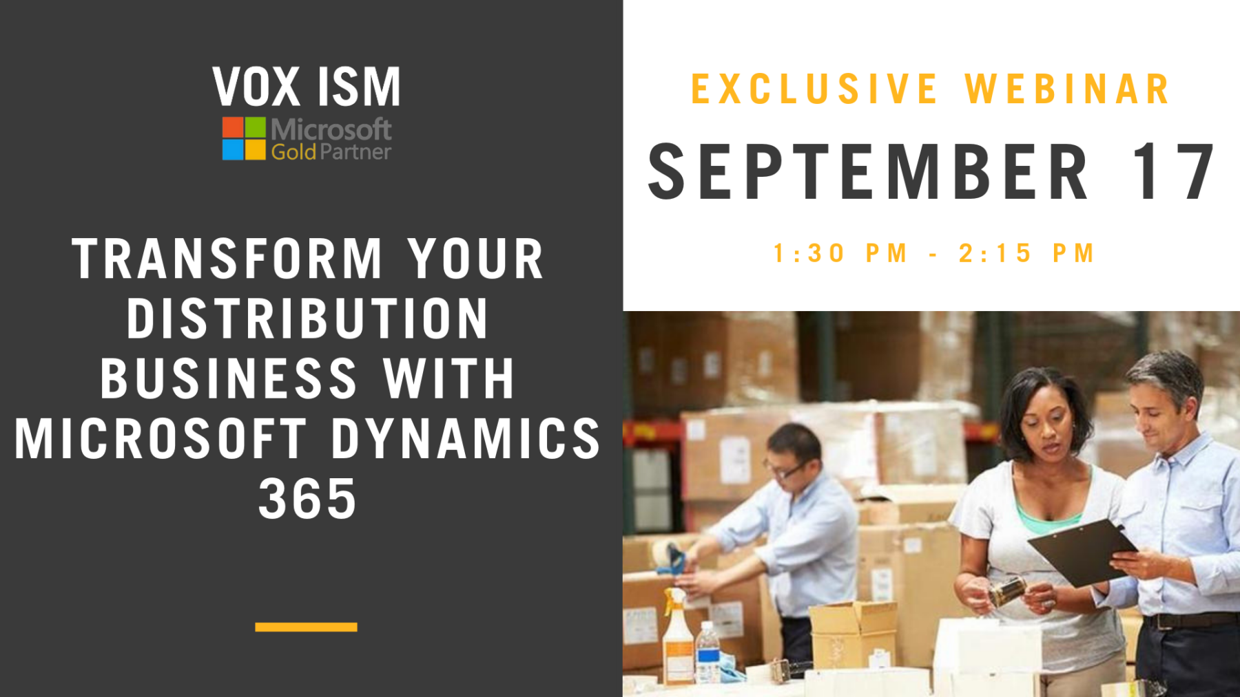 Transform your distribution business with Microsoft Dynamics 365 - September 17 - Webinar - VOX ISM