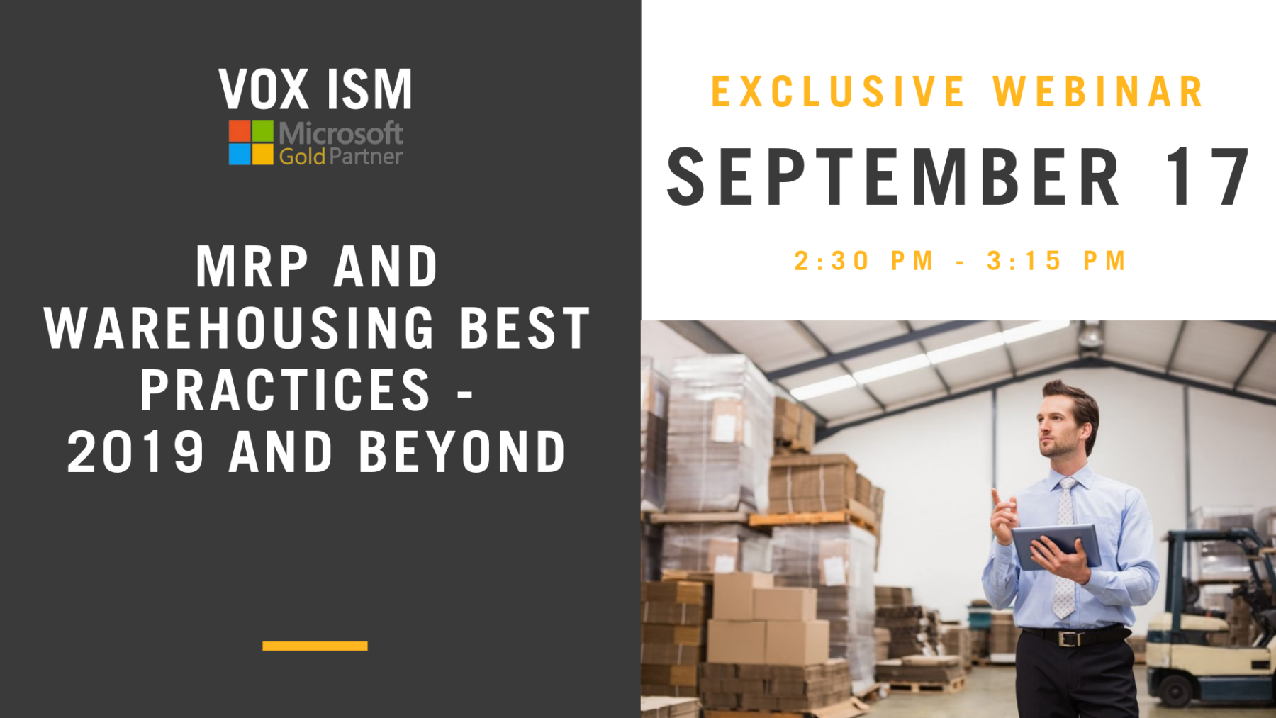MRP and Warehousing Best Practices - 2019 and Beyond - September 17 - Webinar - VOX ISM