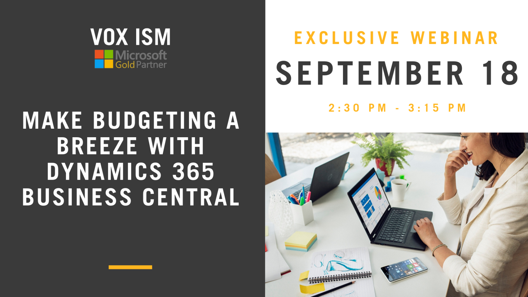 Make Budgeting a Breeze with Dynamics 365 Business Central - September 18 - Webinar - VOX ISM