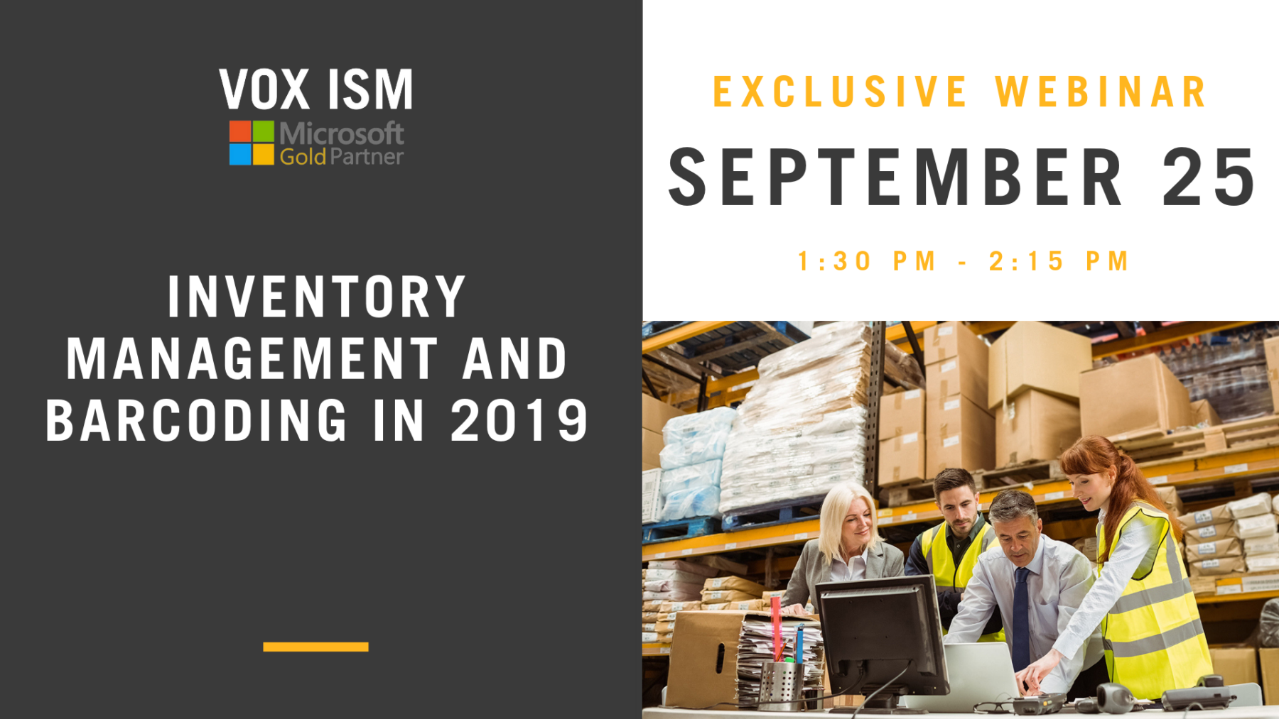 Inventory Management and Barcoding in 2019 - September 25 - Webinar - VOX ISM