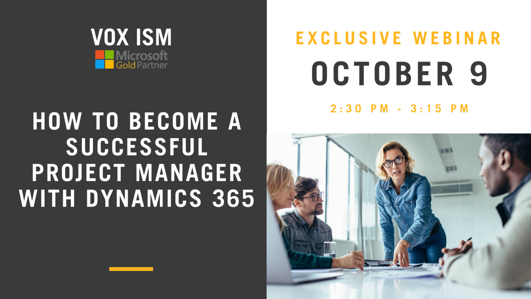How to become a successful project manager with Dynamics 365 - October 9 - Webinar - VOX ISM