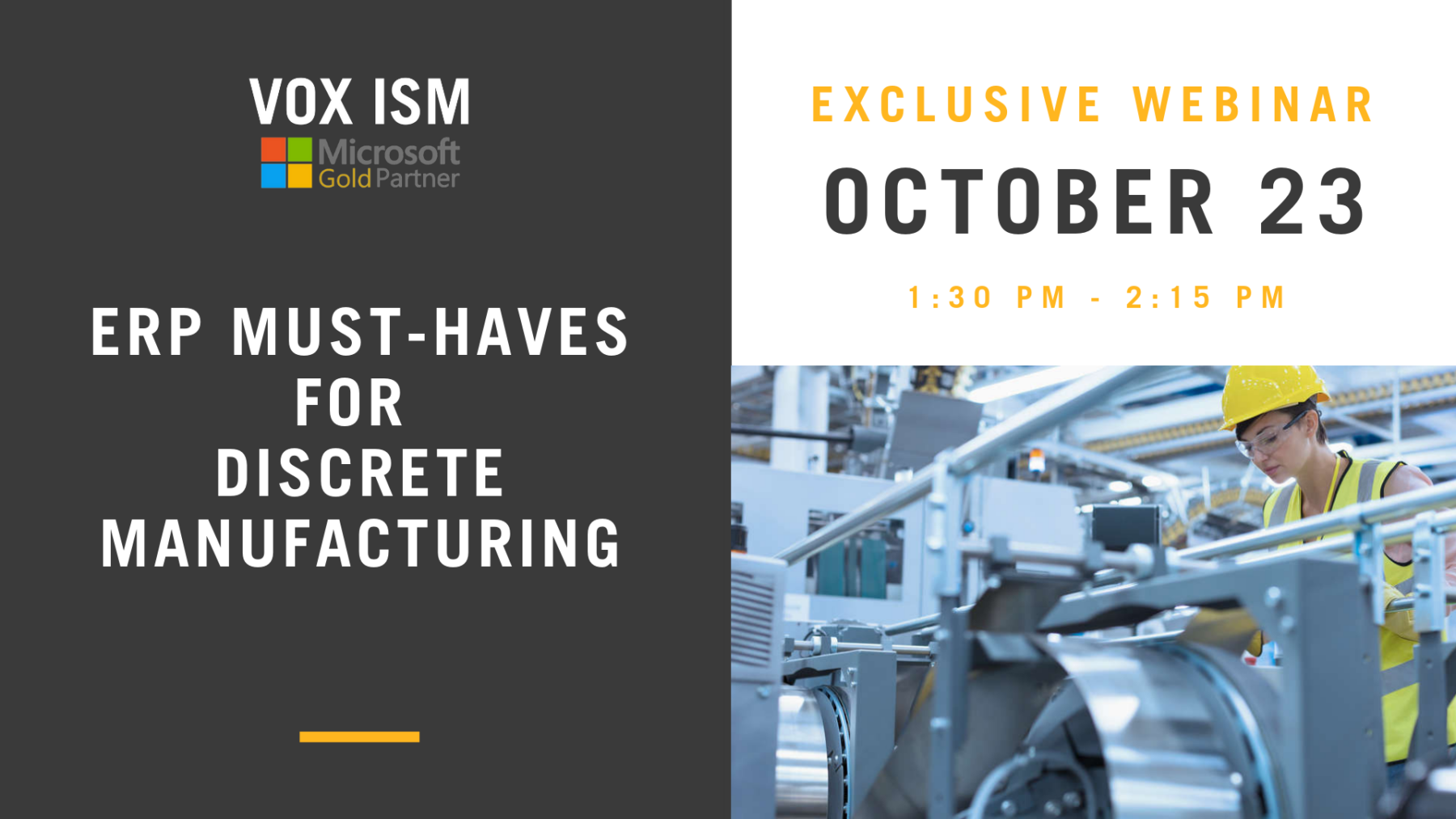 ERP Must-Haves for Discrete Manufacturing - October 23 - Webinar - VOX ISM