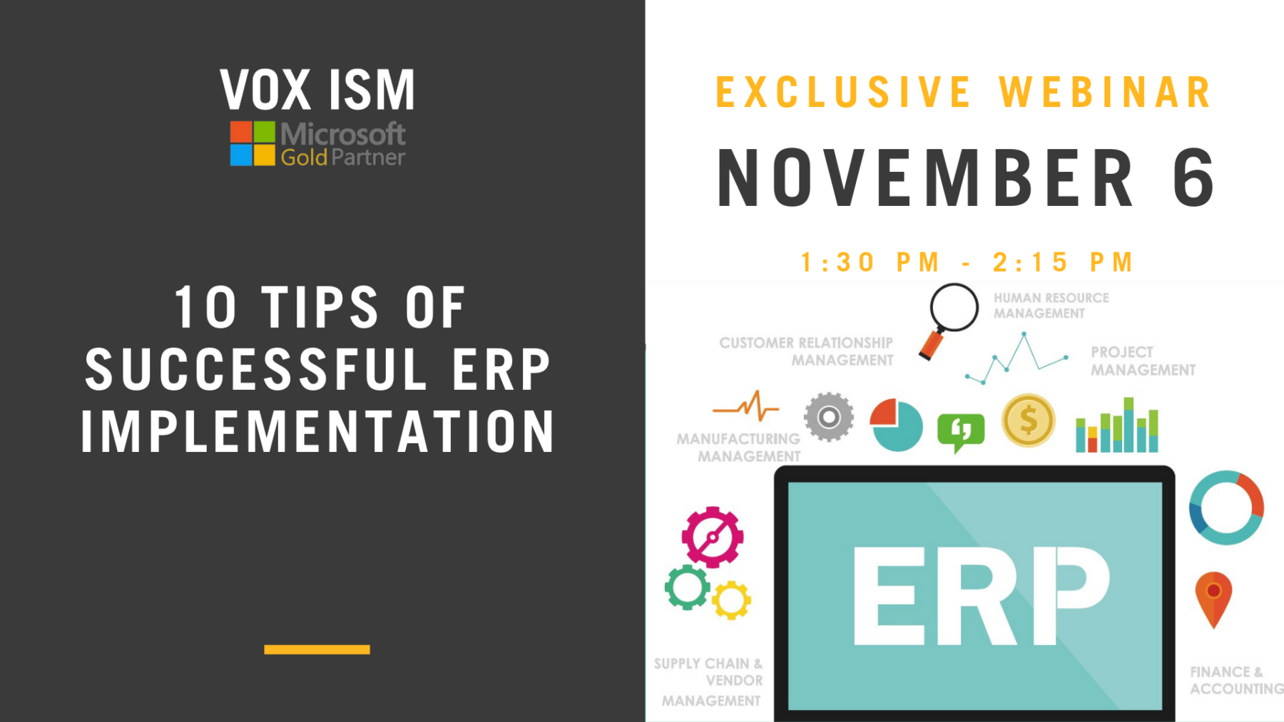 10 Tips of Successful ERP Implementation - November 6 - Webinar - VOX ISM