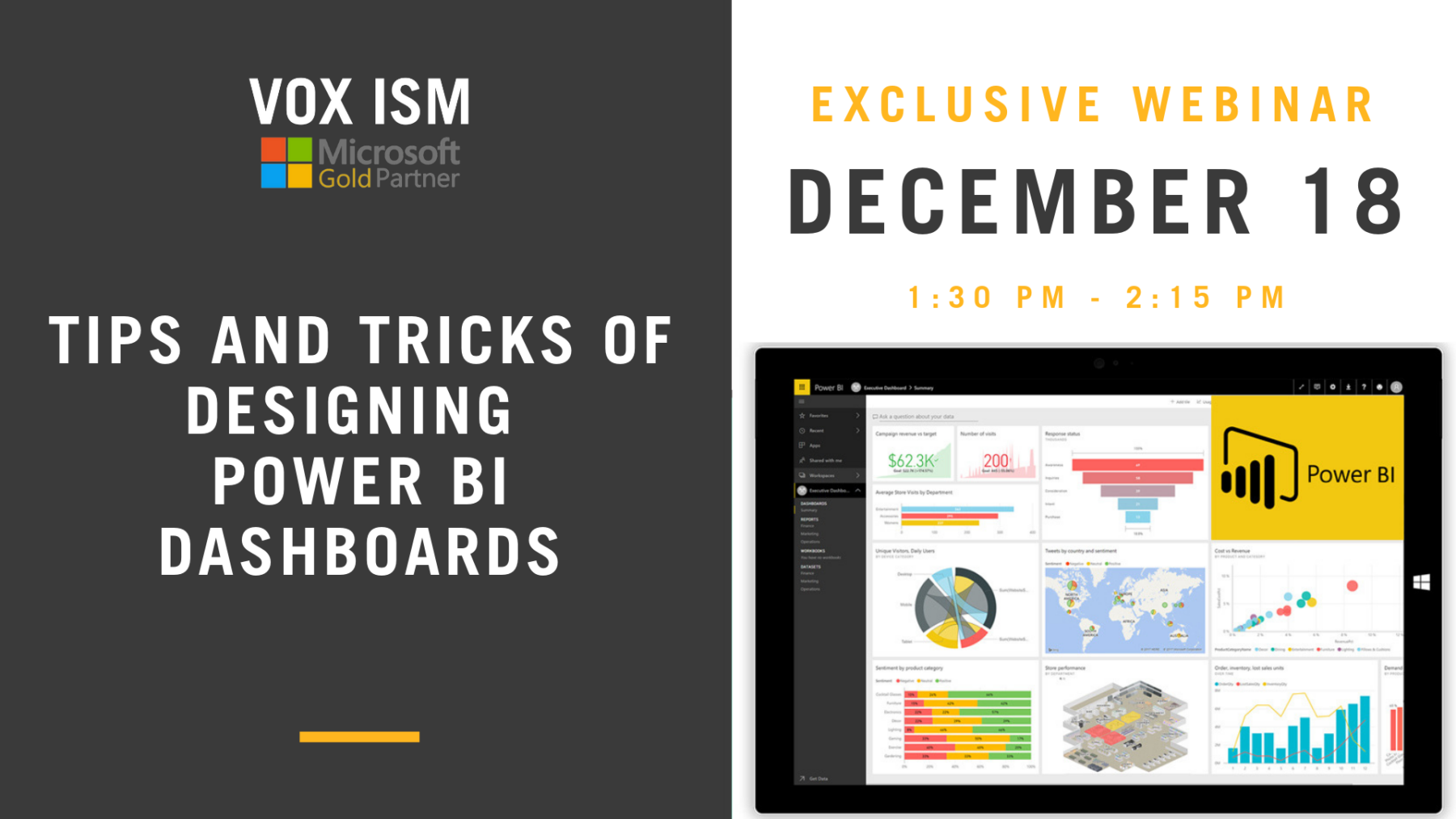 Tips and Tricks of Designing Power BI Dashboards - December 18 - Webinar - VOX ISM