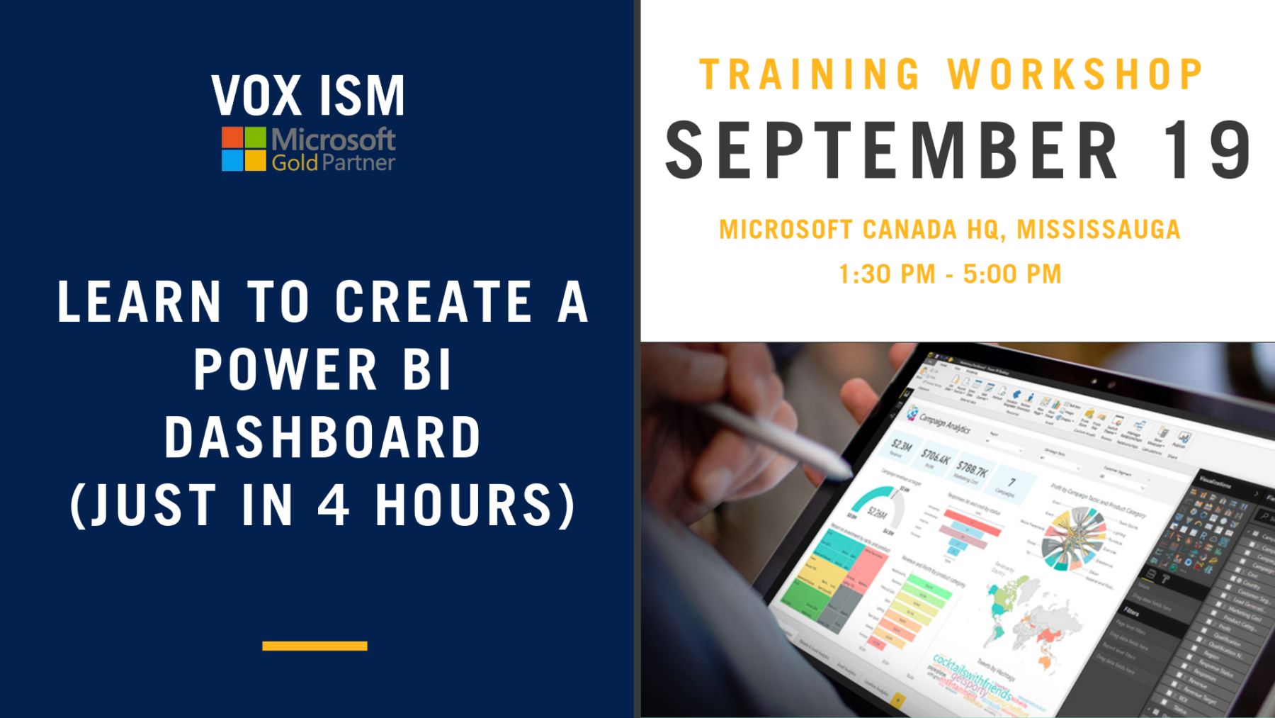 Learn to create Power BI Dashboards (just in 4 hours)- September 19 - Super Event - VOX ISM