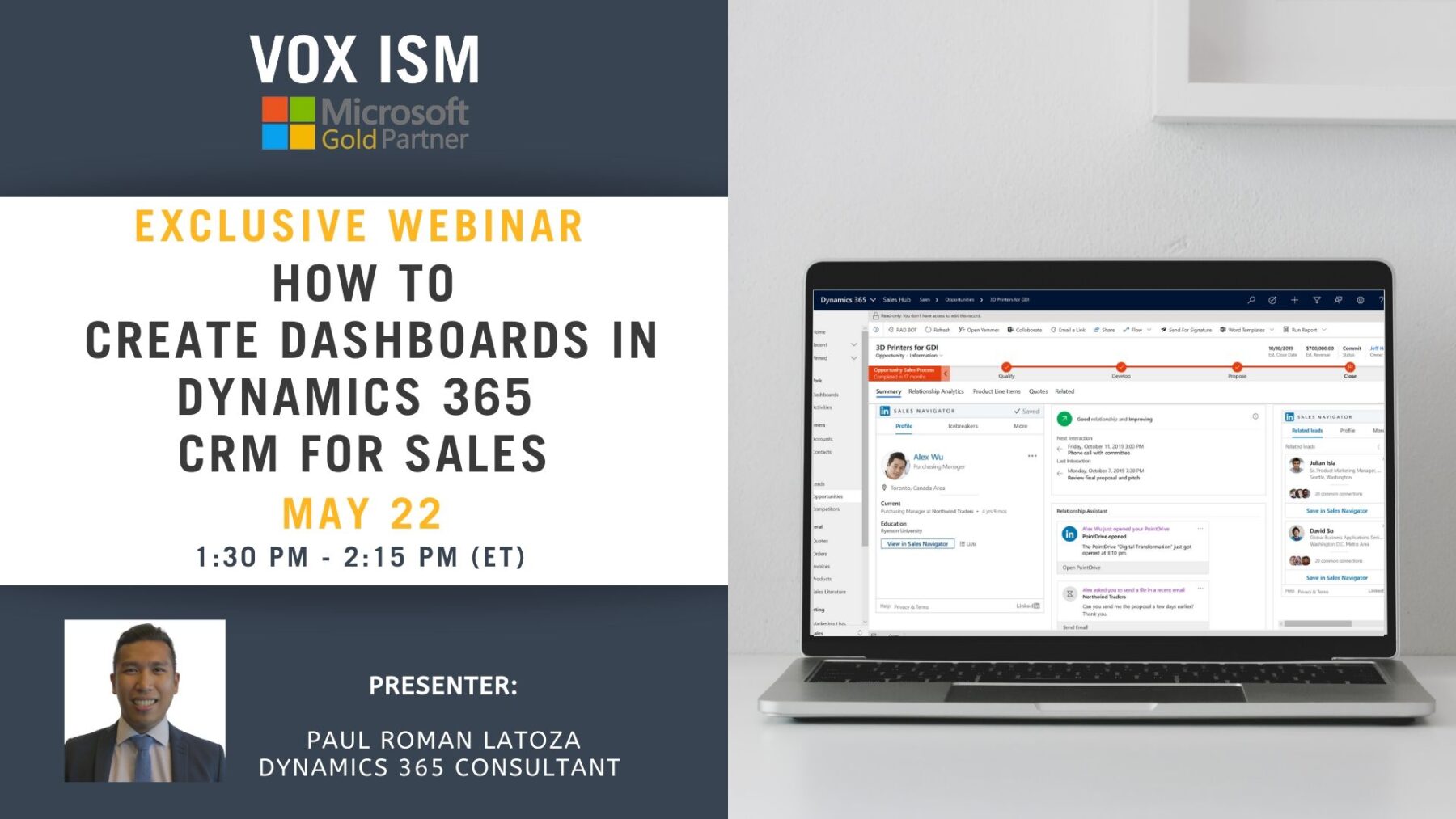 How to Create Dashboards in Dynamics 365 for Sales - May 22 - Webinar VOX ISM