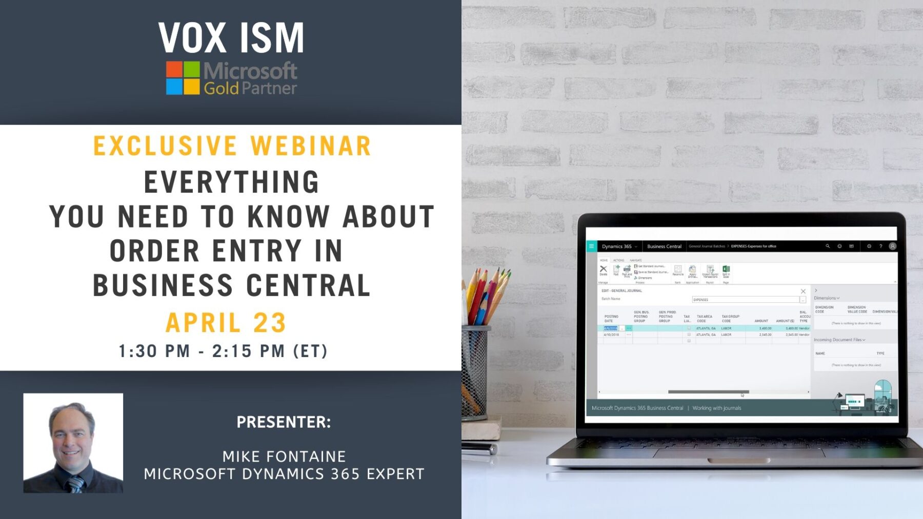 Everything You Need to Know About Order Entry in Business Central - April 23 - Webinar_VOX ISM