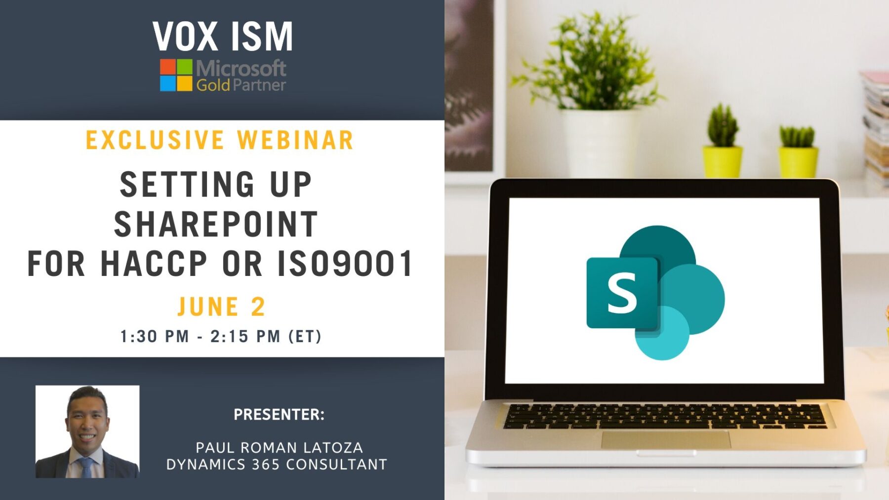 Setting up SharePoint for HACCP or ISO9001 - June 2 - Webinar VOX ISM