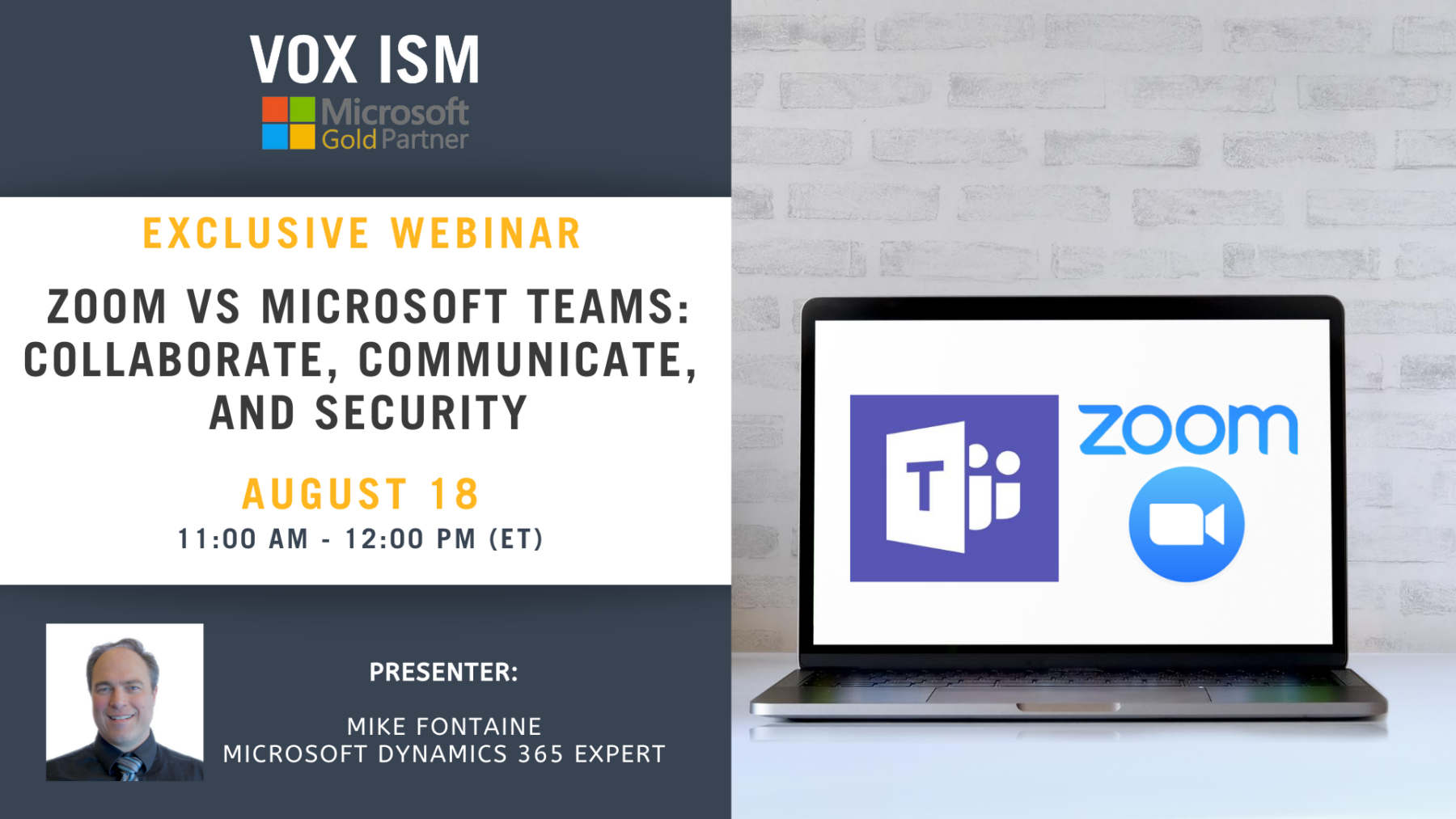 Zoom vs. Microsoft TEAMS, Collaborate, Communicate, & Security - August 18 - Webinar