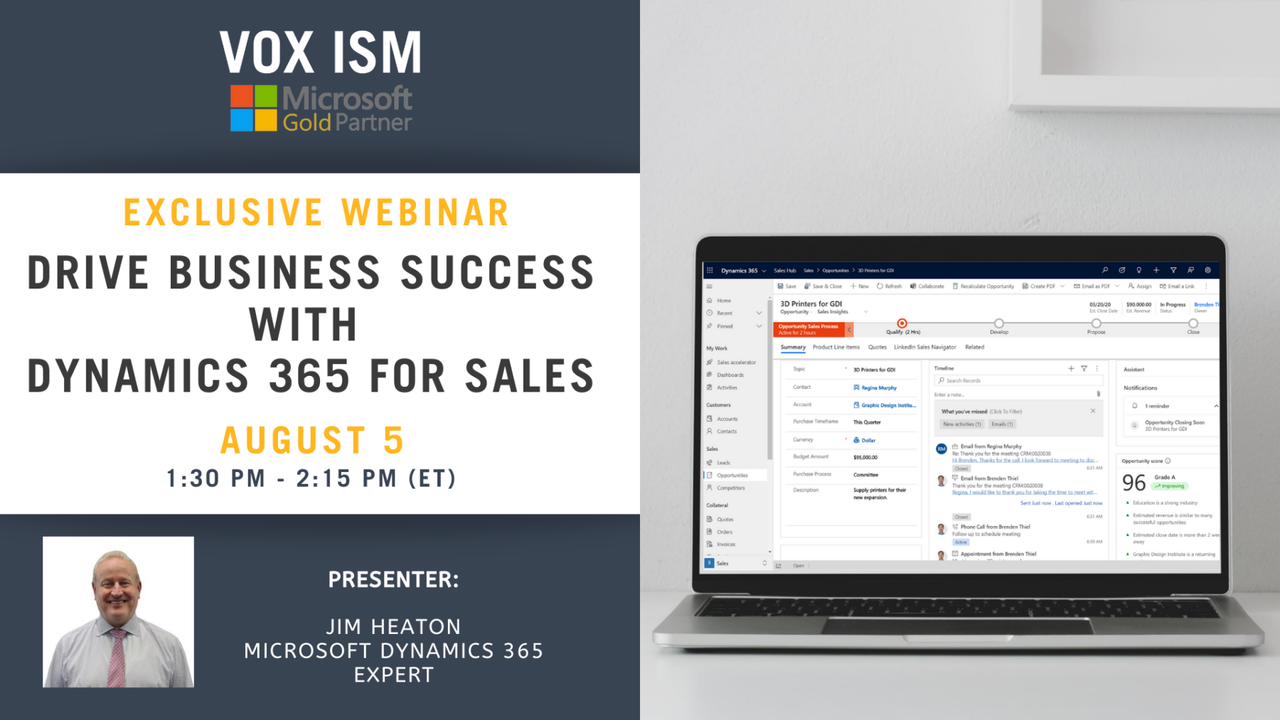 Drive Business Success with Dynamics 365 for Sales – August 5 – Webinar
