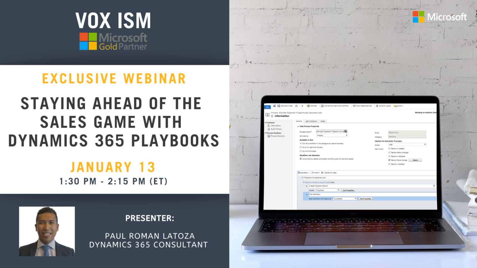 Staying ahead of the Sales Game with Dynamics 365 Playbooks - January 13 - Webinar