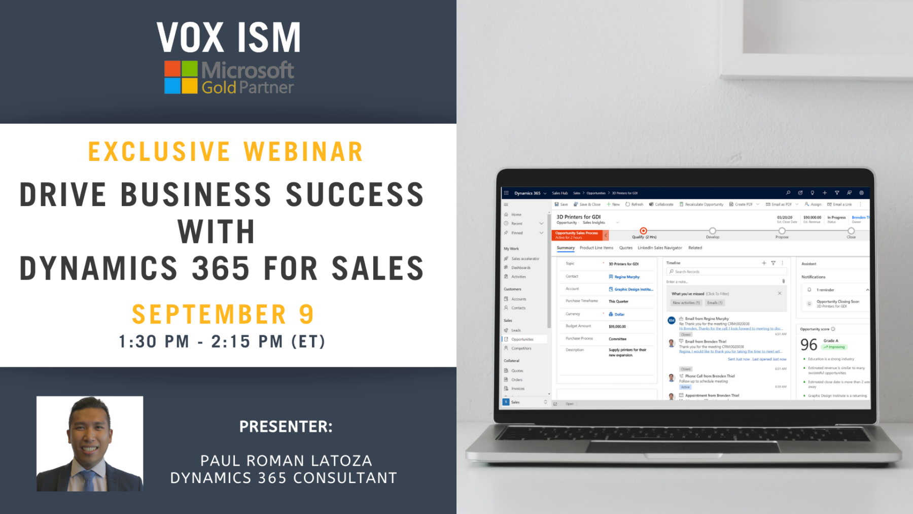 Drive Business Success with Dynamics 365 for Sales – September 9 – Webinar
