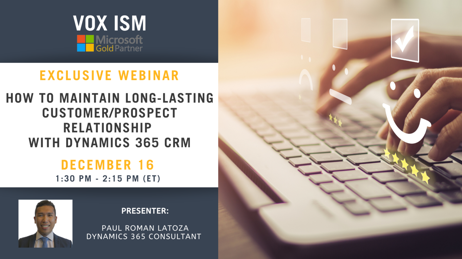 How to maintain long-lasting Customer/Prospect Relationship with Dynamics 365 CRM - December 16 - Webinar