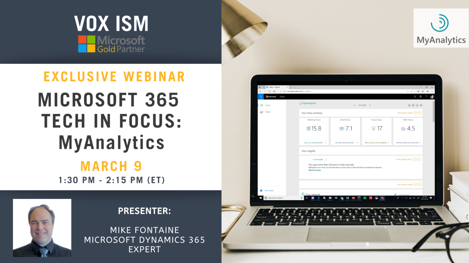 Microsoft 365 Tech in Focus - My Analytics - March 9 - Webinar