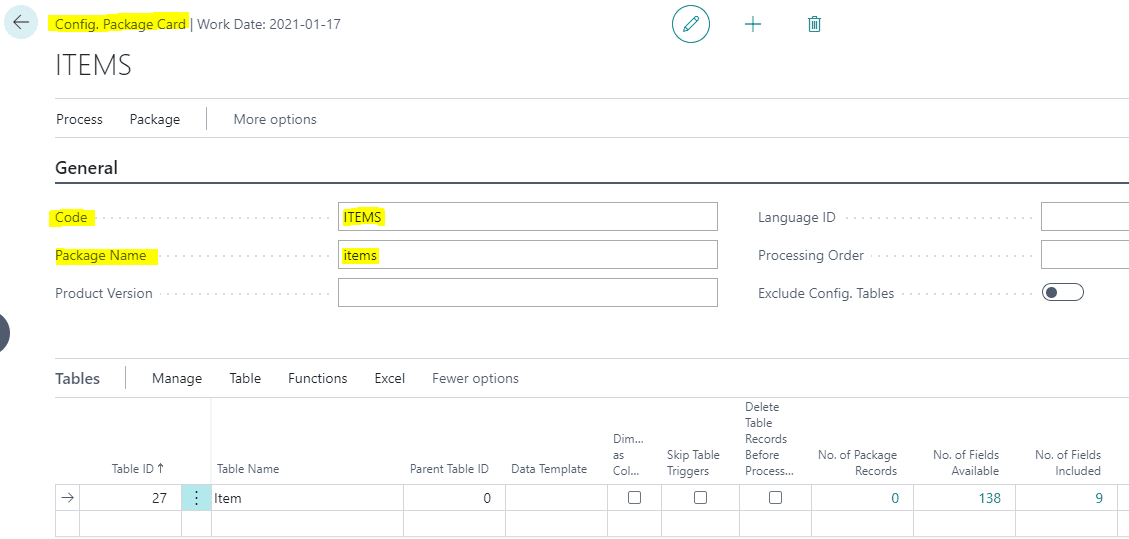 configuration package with Business Central_1