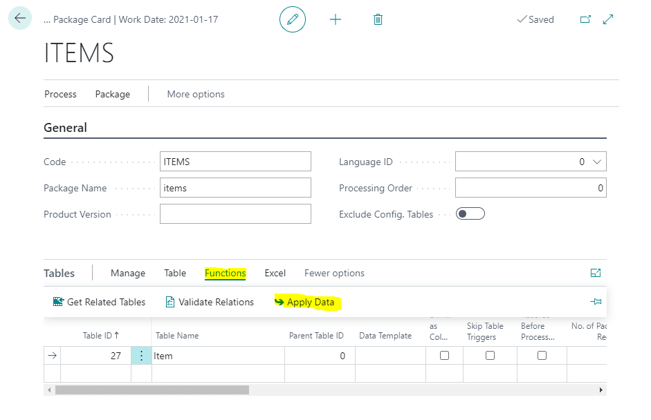 configuration package with Business Central_5