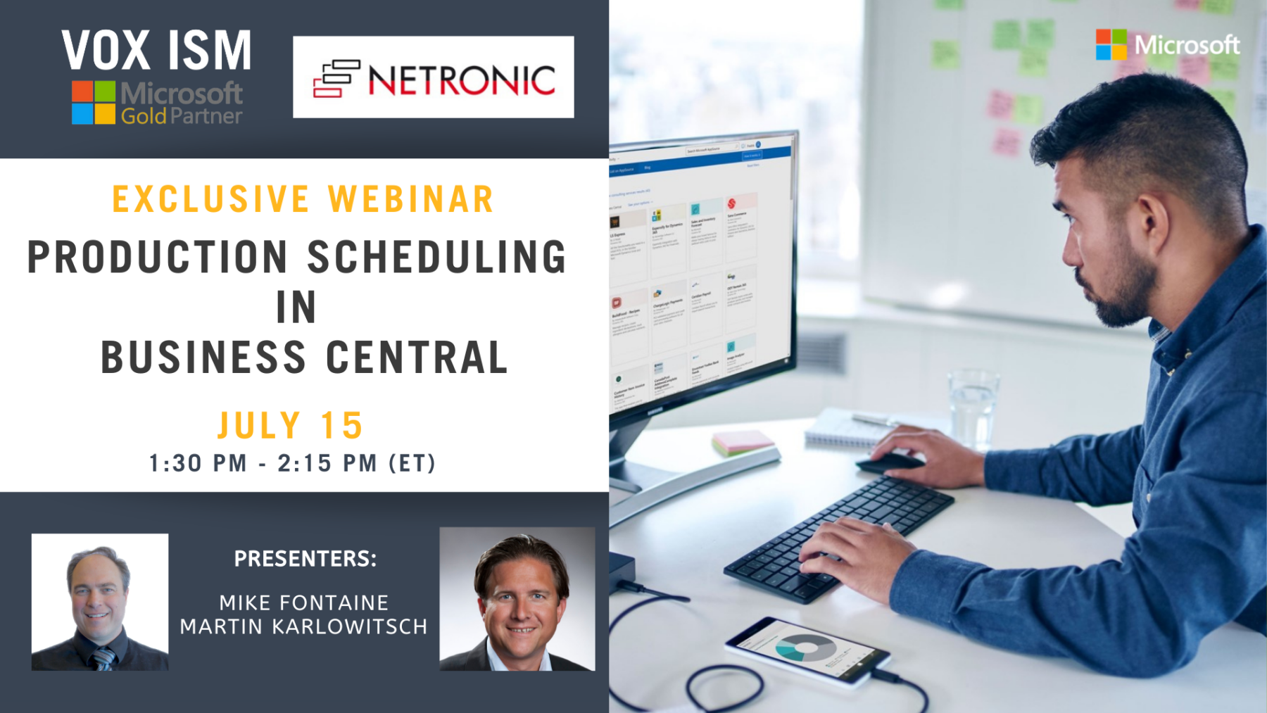 Production Scheduling in Business Central - Netronic x VOX ISM - July 15 - Webinar