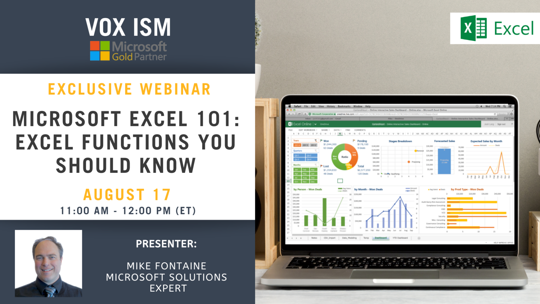 Microsoft Excel 101 - Excel Functions you should know - August 17 - Webinar